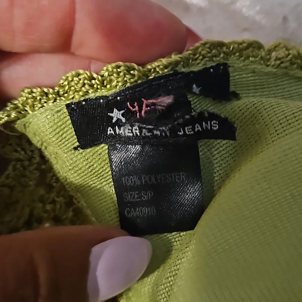 AMERICAN JEANS GREEN BEADED CROCHET CROP TOP SIZE S - Picture 7 of 7